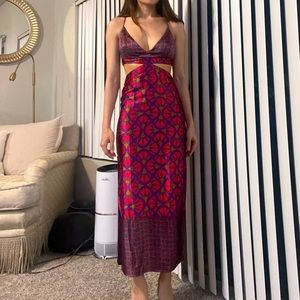 House of Harlow Satin Printed Midaxi Dress in XS